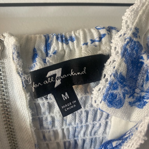 7 For All Mankind Ocean Toile Print Linen Skater Dress With Pockets! - Picture 8 of 10